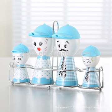 set of 4 family condiment set with wire caddy